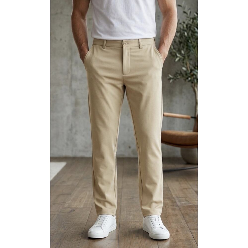 J. Hilburn Beige/Tan Stretch Performance Chino Dress Pants Office Golf NWT 33x30
